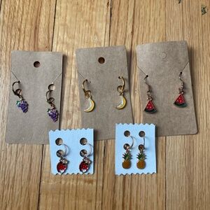 Set of 5 Fruit Earrings